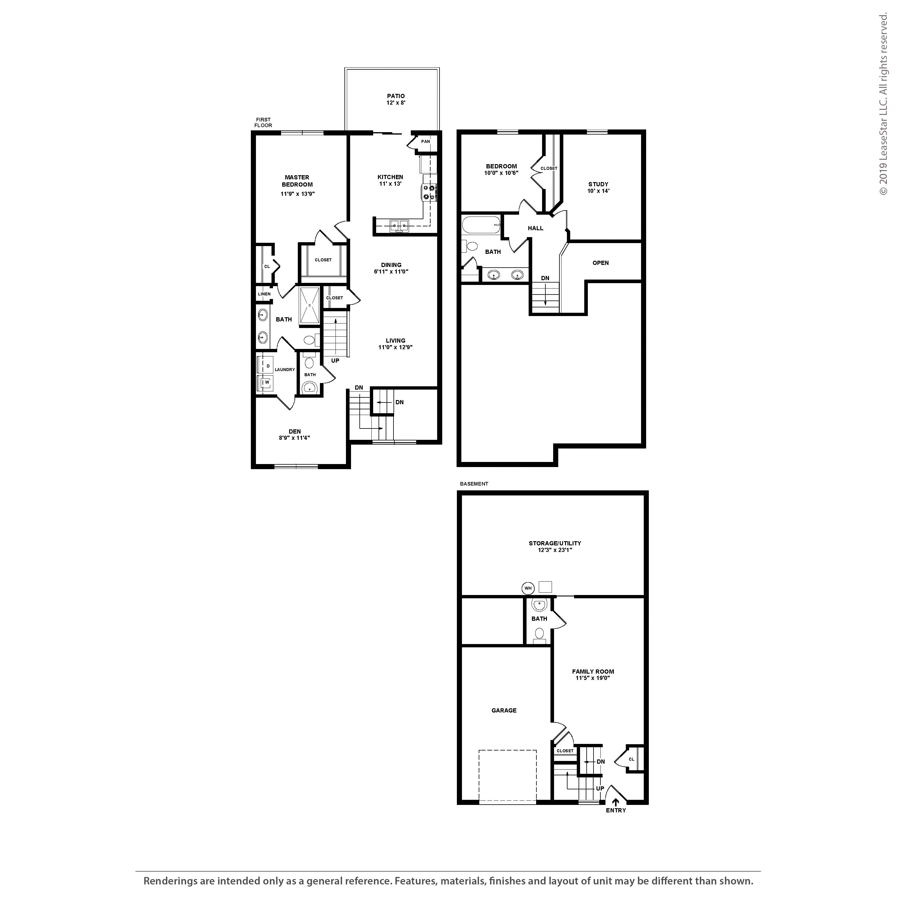 A black and white image of a floor plan for a two-story house.